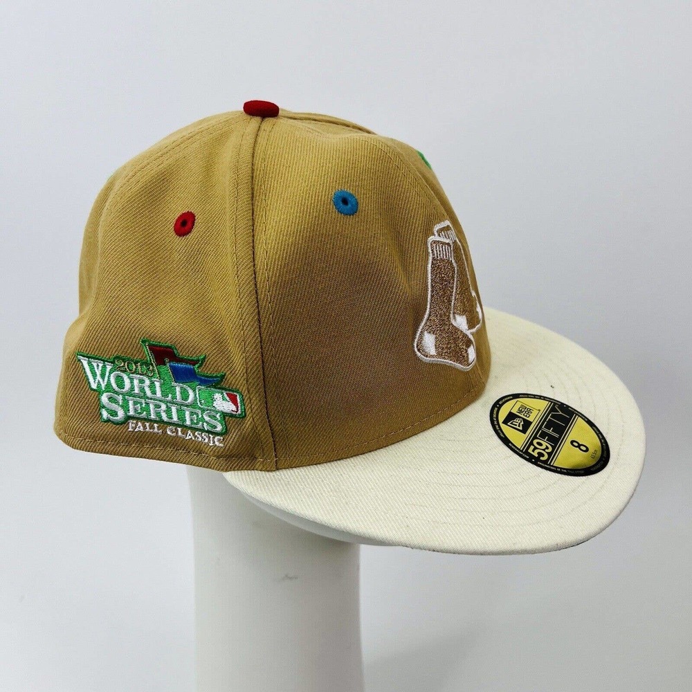 New Era Boston Red Sox Ginger Bread 59FIFTY Fitted Cap‎ Hat Size 8 2013 WS Patch - Picture 2 of 7